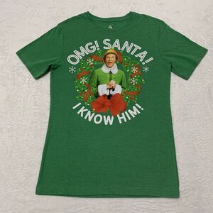 Elf Will Ferrell Shirt Size Medium Green Print Santa Christmas Holiday